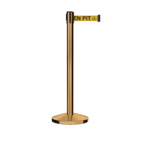Montour Line Stanchion Belt Barrier Sat.Brass Post 7.5ftOpen.Belt ES400C-SB-BEWARYB-75